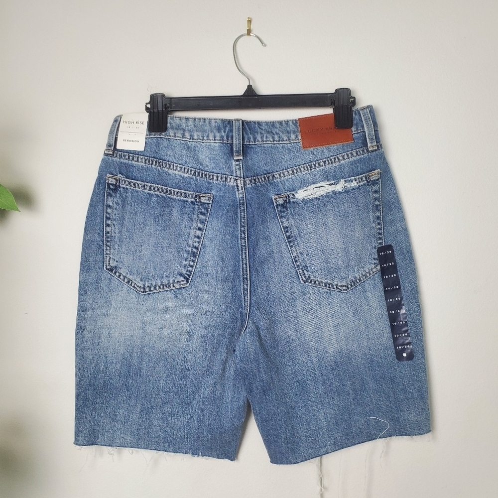 Lucky Brand High Rise Bermuda Shorts Womens Size 10 Distressed - Picture 5 of 14